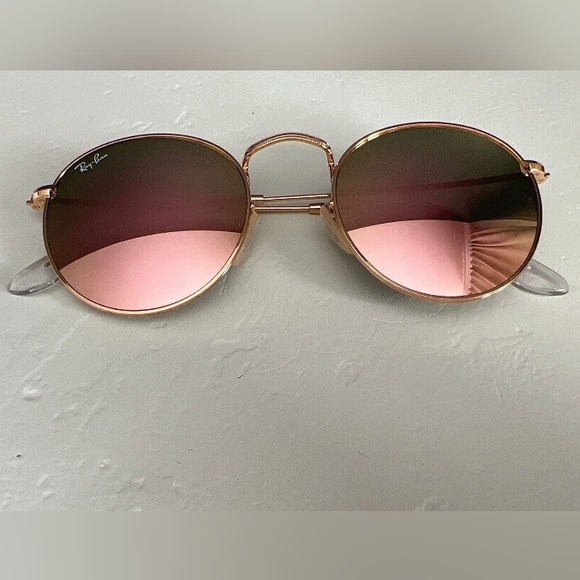 LIKE NEW RayBan Round Metal RB3447 Pink Mirror Flash Ray ban Sunglasses - Picture 4 of 16